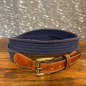 Jordache Leather Size 40 Woven Stretch Solid Brass Buckle Casual Blue Dress Belt